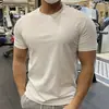 Roupas Esportivas de Fitness para Corrida Musculosa de Verão para Homens Camiseta de Manga Curta de Cor Pura Camiseta Básica Camiseta Casual Masculina