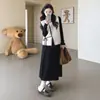 Nuevo Vestido de Maternidad Otoño/Invierno 2026 Estilo Coreano Moda Elegante Chaleco + Falda Base Suave y Engrosada Conjunto de Maternidad