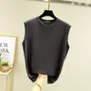 Camiseta sin mangas de modal ligera de verano con cuello redondo medio para mujer, camiseta básica sin mangas, top casual holgado