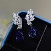 Pendientes florales Cao Shi con forma de pera y brillantes, pendientes de gota de agua de alta gama de moda, pendientes de hoja floral vegetal para mujer