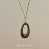 Nuevo Collar con Colgante Geométrico Étnico Estilo Chino para Mujer, Cadena Larga para Suéter Inspirada en el Zen, Accesorio Artístico Estilo Bosque, Collar Largo
