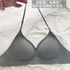 Sujetador de cuello halter sin tirantes para mujer con poco busto, engrosado para un aspecto más lleno, sujetador sin espalda cruzado en U sin costuras para verano