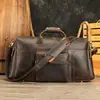 Bolsa de Ombro Transversal Masculina de Couro Crazy Horse de Grande Capacidade para Viagem Bolsa de Bagagem Portátil Retro de Couro Genuíno Venda por Atacado