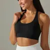 Europa e América Transfronteiriça Suave Apertado Cor Sólida Costas Bonitas Decote Halter Costas Nuas Roupa Íntima Esportiva Roupas para Corrida Fitness Yoga Top Feminino