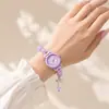 Reloj de pulsera de mariposa dulce y lindo para niñas, reloj de pulsera tejido DIY de alta estética, adecuado para exámenes en secundaria y preparatoria