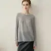Camiseta base de mujer de mezcla de seda-cachemira-seda con cuello redondo y mangas largas, nuevo estilo de otoño, top liso cómodo y suave