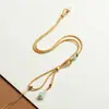Elegante Colgante Cuerda DIY Tejido a Mano Asimétrico Colgante Pequeño Loto Dosel Esmaltado Cuerda de Cuello Nueva Cuerda de Collar