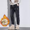 Pantalones vaqueros gruesos con forro polar para hombre, otoño e invierno 2024, holgados, cálidos, informales, largos, para adolescentes