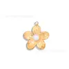 Collar Asimétrico de Acero Inoxidable con Flor de Diamante/Perla Francesa Pendiente Aretes Accesorios de Joyería DIY para Mujer