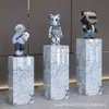 Pedestal columna base losa de mármol marca de alta gama, pantalla decorativa, adorno de pie que realza la altura, lujo ligero para sala de estar y hotel