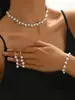 Joyería de Boda 2025 Moda Coreana Accesorios de Novia plata Collar de Diamantes Pendientes Pulsera Anillo Juego de Cuatro Piezas