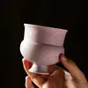 Taza de Té Grande de Cerámica Hecha a Mano con Esmalte Morado y Acentos Dorados, Taza de Mano con Base Alta, Taza Morada de Gran Capacidad Horneada en Horno