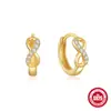 Brincos de prata de lei 925 com zircônia microincrustada em forma de 8 torcidos brincos Europeus e Americanos mais vendidos símbolo ilimitado brincos de alto conceito brincos