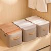Cesta de Almacenamiento de Ropa con Aro de Acero para Hogar, Dormitorio, Armario, Caja de Almacenamiento Tipo Cajón para Pantalones, Caja de Almacenamiento Plegable de Tela No Tejida