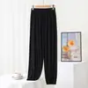 Calça anti-mosquito de cor sólida para o verão, nova calça modal soltinha para casa, calça casual fina da moda com punho, tamanho grande
