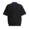 Camiseta de Manga Corta con Botones y Cuello Henley Simple Estilo Retro Americano Old Money Unisex de Nicho de Alta Gama Camisa de Punto Holgada