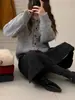 Chaqueta suéter suave y acogedora de cuello redondo para mujer, nuevo diseño otoño e invierno 2026, prenda exterior elegante, cárdigan de punto informal