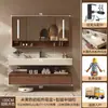 Nuevo mueble de baño con lavabo integrado de losa de roca estilo vintage, doblado en caliente, combinación de mueble lavabo para baño