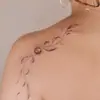 Pegatinas de Tatuaje Planeta Rama y Hoja Degradado, Diseño de Puntos Negros y Grises, Impermeables de Larga Duración, Pegatinas de Brazo de Alta Gama