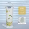 Taza Termo con Revestimiento Interior de Cerámica, Taza Portátil de Alta Apariencia con Popote, Taza de Café de Acero Inoxidable, Taza de Hielo Grande para Coche