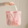 Bolsa de aseo simple para mujer, para baño, viaje, fitness, portátil, transpirable, con drenaje, bolsa de almacenamiento, bandolera de malla, bolsa de cosméticos