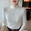 Tops Interiores de Primavera y Otoño, Cuello Medio Alto Camisas Base de Otoño e Invierno para Mujer, Se Pueden Usar por Fuera, Nuevas Casuales y Sencillas de Manga Larga