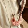 Colar Pingente Estrela Gota D'água Gradiente Marrom Retrô para Mulheres Senso de Design Novos Acessórios Estilo Étnico Chinês Corrente Longa para Suéter