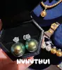 Conjunto de Joias para Feriado: Brincos de Prata 925 com Pérola Akoya Branca Australiana e Brincos de Pérola de Concha Verde Pavão