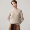 Suéter para Mujer con Cuello en V de Punto Trenzado Completo Forma de Corazón Cachemir de Cabra Otoño/Invierno 2026 Ajuste Holgado Color Sólido Capa Base Ropa de Punto Cálida