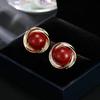 Brincos Angla Vermelhos Vintage Franceses Outono e Inverno de Alta Qualidade Elegantes Elegantes Exquisitos Versáteis Nicho Brincos Versáteis