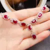 Venta al por mayor de fábrica Popular Collar de Rubí Natural Plata S925 Incrustado Piedra Principal 5*7 Joyería de Lujo Venta Directa de Fábrica