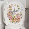 Ca20048 Pegatina Creativa Rosa Floral de Conejo con Pan de Oro para Ventana para Dormitorio y Sala de Estar Decoración Festiva Pegatina de Pared Autoadhesiva