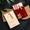 Convites de Casamento com Borlas Estilo Chinês no Atacado com Estampagem Dourada e Veludo Parcial, Impressão de Cartões de Convite para Banquete de Casamento