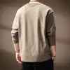 Camiseta de Manga Larga Bordada Sencilla de Algodón Bambú de Alta Gama para Hombre 2026 Otoño Nueva Holgada Tendencia Retro Japonesa Top