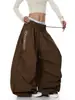 Pantalones de jazz plisados de pierna ancha con estampado de letras de hip-hop americano para mujer, pantalones de baile hiphop de verano fluidos y adelgazantes