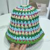 Sombrero de paja de diseñador de nicho color contraste dopamina sombrero de playa de vacaciones de verano para mujer sombrero de pescador pequeño que estiliza la cara