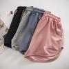 Pantalones cortos deportivos tipo gofre para mujer, estilo coreano, holgados, ajustados, de corte A, de pierna ancha, para estar en casa.