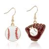 Moda Europea y Americana Aleación Pendientes de Béisbol Venta Caliente Transfronteriza Accesorios Deportivos para Mujer Goteo de Aceite Rugby Béisbol