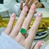 Imitação de joias de alta definição colombiana com anel de esmeralda de algodão simples Princesa diamante verde anel de chapeamento de cor dupla