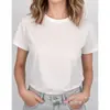 Camiseta de Color Sólido Casual de Manga Corta con Cuello Redondo para Primavera/Verano, Ropa para Mujer