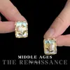 Pendientes de Flor de Perla de Agua Dulce Natural con Goteo de Aceite Esmaltado Estilo Mid-Century Vintage Pendientes Retro Literarios de Gama Alta