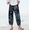 2026 Novo Modelo Temu Amazon Site Independente Transfronteiriço Estampa Digital 3D Calça Cropped Casual para Mulheres Elasticidade nas Quatro Direções Verão