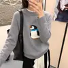 Suéter Pulóver de Dibujos Animados con Cuello Redondo para Estudiantes de Secundaria para Niñas, Suéter de Punto para Estudiantes de Secundaria, Ropa Interior para Estudiantes de Preparatoria, Camiseta Básica para Niños Grandes para Niñas
