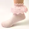 Calcetines de Algodón para Niños de Primavera y Verano, Calcetines de Color Sólido Lindos de Media Pantorrilla, Calcetines de Encaje Transpirables para Niñas con Adorno de Encaje, Al Por Mayor en Stock