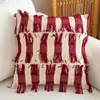 Decoraciones de Año Nuevo para el Año del Caballo, Cojín para Sofá de Dormitorio y Mirador con Relleno, Funda de Almohada Estilo Chino Nuevo, Rojo con un Toque de Lujo