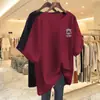 Camiseta de Manga Corta Estilo Nuevo 2026 para Mujer, Top de Longitud Media, Ropa Holgada Talla Grande para Mujer, Top de Verano para Mamá de Mediana Edad que Cubre el Vientre