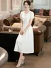 Vestido de Novia con Cuello de Muñeca, Mangas Abullonadas y un Vestido de Mañana para el Registro de Compromiso, Elegante Vestido Petite para Mujer