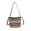 2026 Bolso Cubo de Rayas Arcoíris de Moda Versátil de Moda Bolso Tejido para el Hombro Bolso de Mano Simple para Mujer Bolso Cruzado para el Hombro