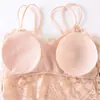 Camisola de encaje antideslizamiento, ligera, envolvente, tipo ropa interior para el pecho, sin aros de acero y con almohadilla para el pecho, sexy, sin tirantes para mujer