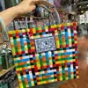 Bolsa Tejida a Mano Tailandesa Gran Capacidad Cesta de Verduras DIY Bolsa de Playa Bolso de Recuerdo Bolsa de Regalo Navideño
